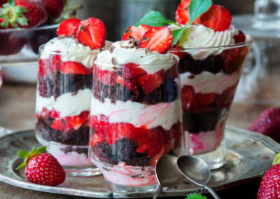 Easy Individual Strawberry Chocolate Brownie Trifles
