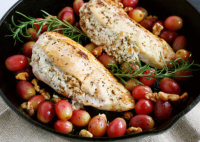 Stuffed Chicken Breast with Grapes, Goat Cheese, and Walnuts